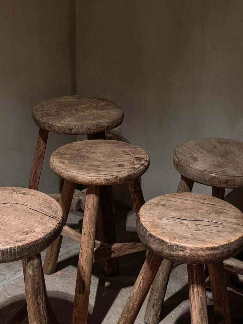Houten krukje - rond